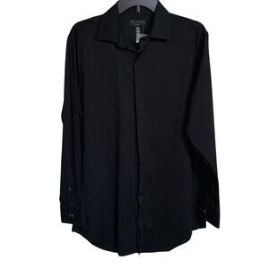 Alfani Men's Reg fit Formal Convertible Cuff Dress Shirt black 15-15.5 32-33 $65